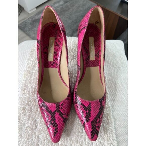 MICHAEL KORS Pink Python Leather Heels In Size 38 - Picture 2 of 9